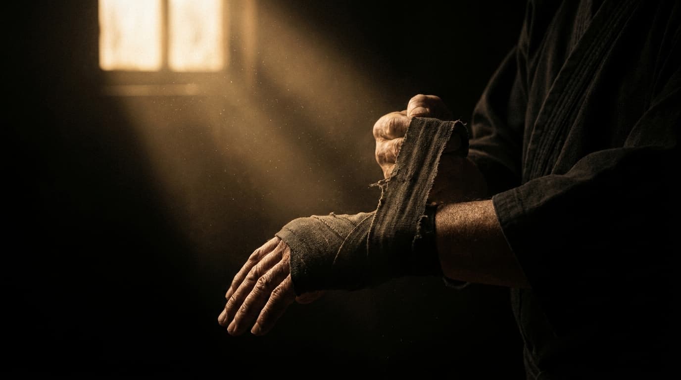 Traditionelles Handwrap-Ritual vor dem Training